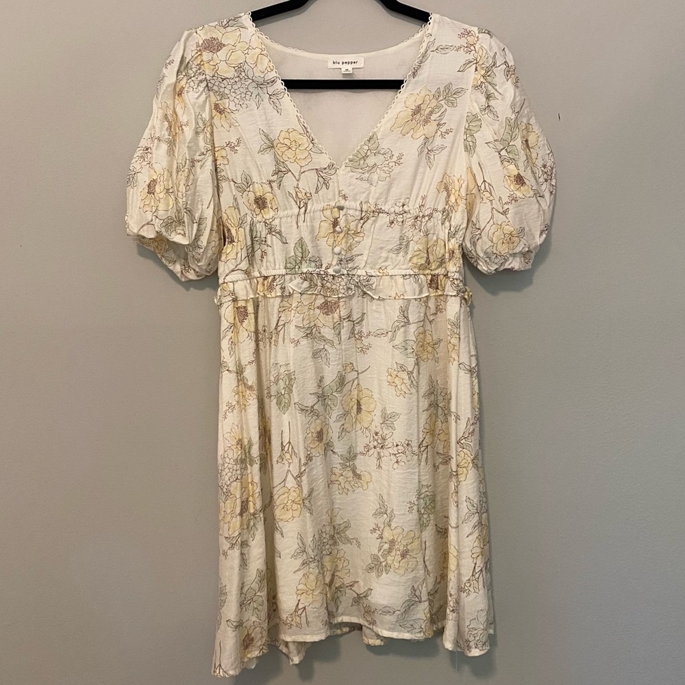 Blu Pepper Ivory Floral Dress